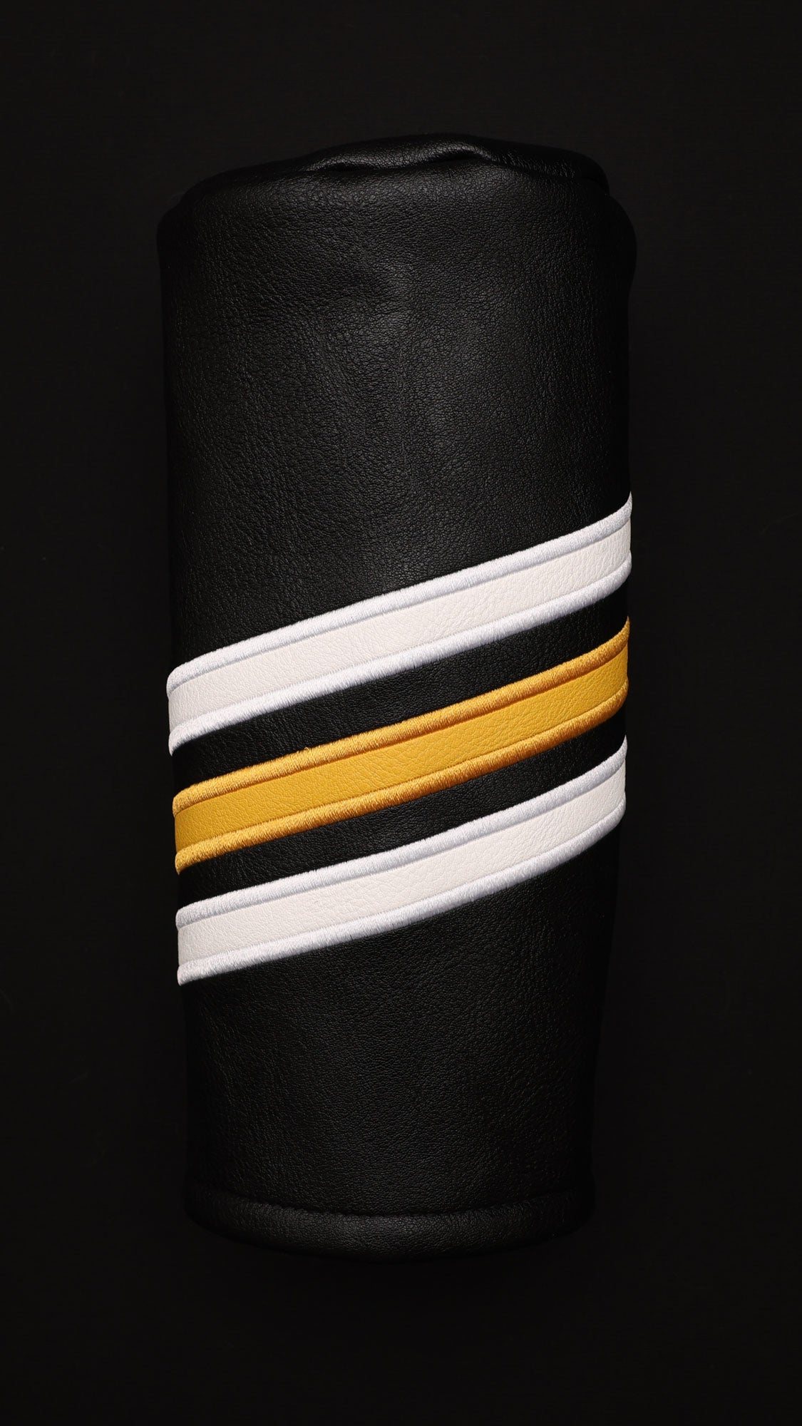 barrel style custom golf headcover with 3 stripes and embroidered logo