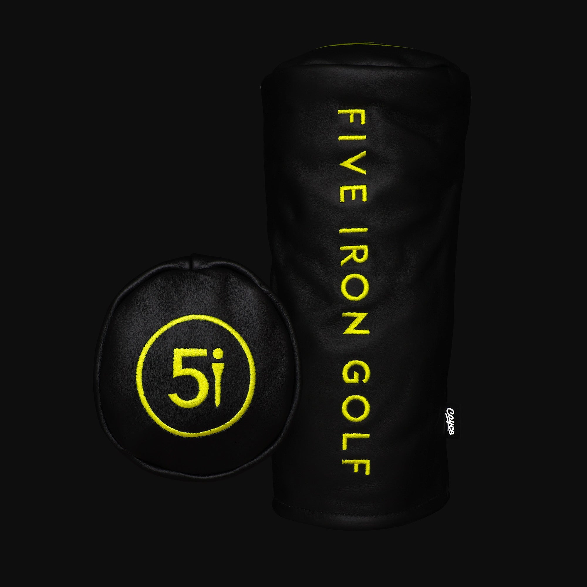 Black, napa leather custom golf headcover for five iron golf to be used by Roger Steele in the PGA Tour's creator classic 2024