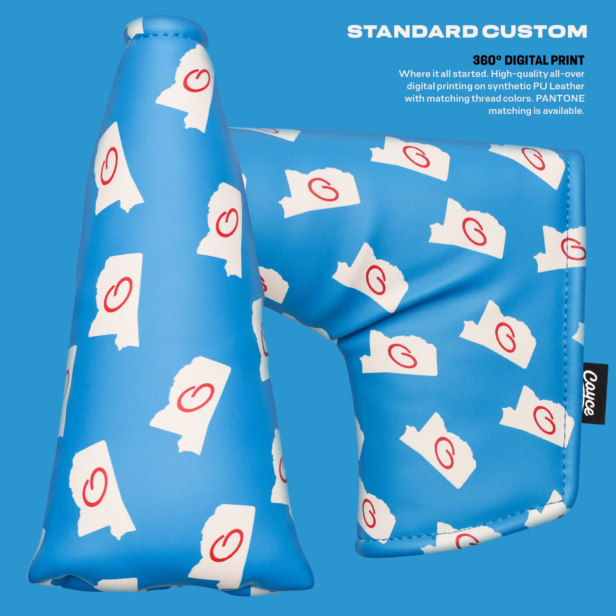 custom golf headcover with all-over digital print pattern from cayce golf