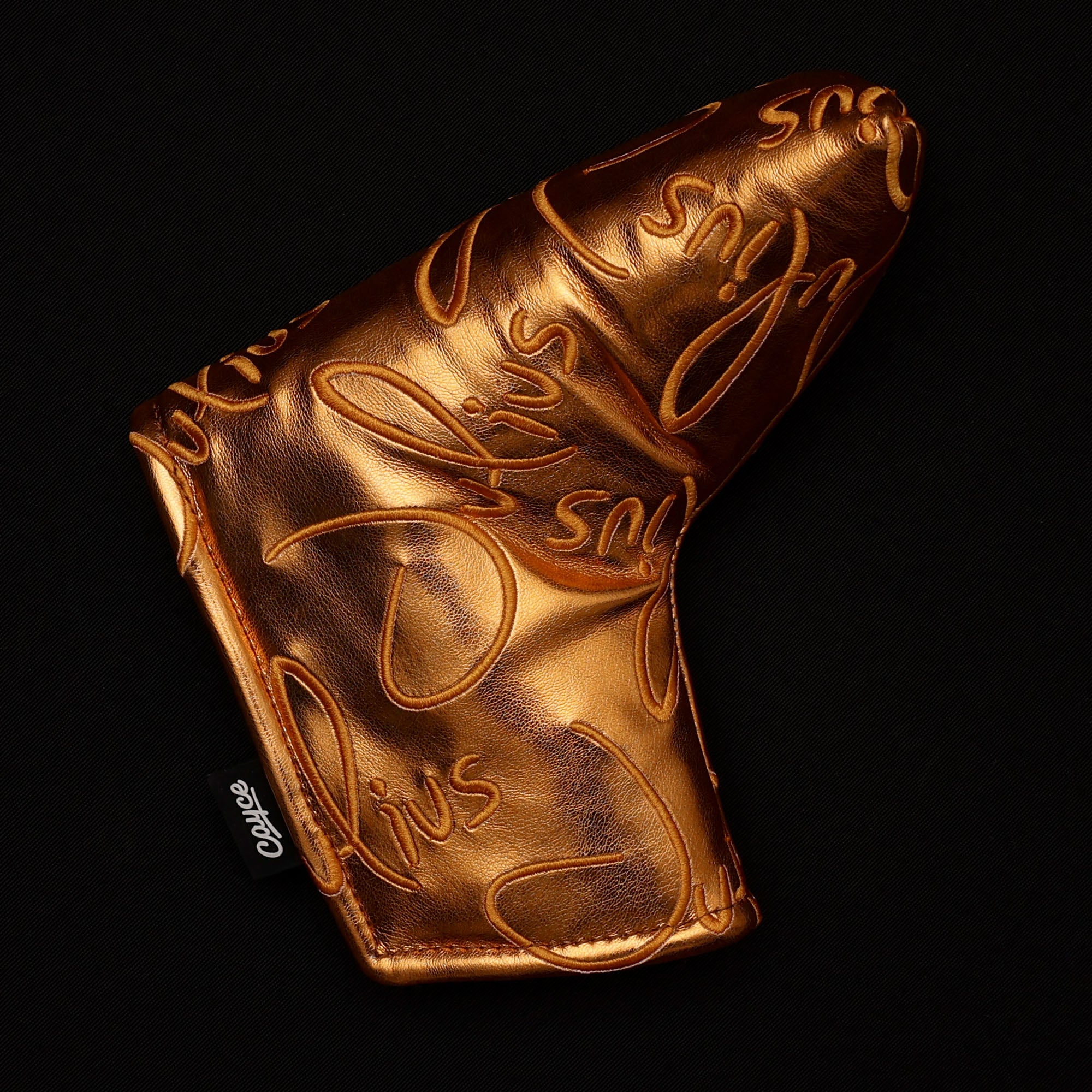 custom putter cover gold embroidered