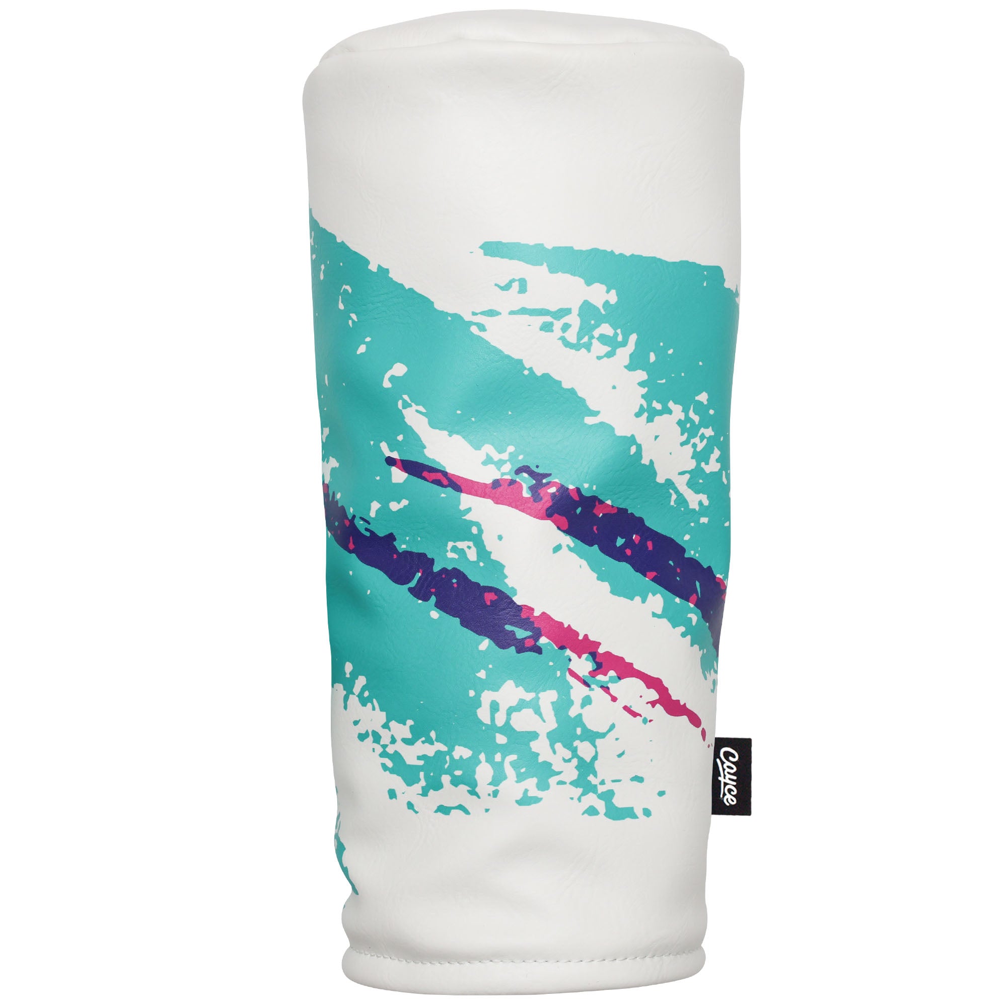 golf head cover with a nostalgic 90s Jazz Cup themed design from Cayce Golf