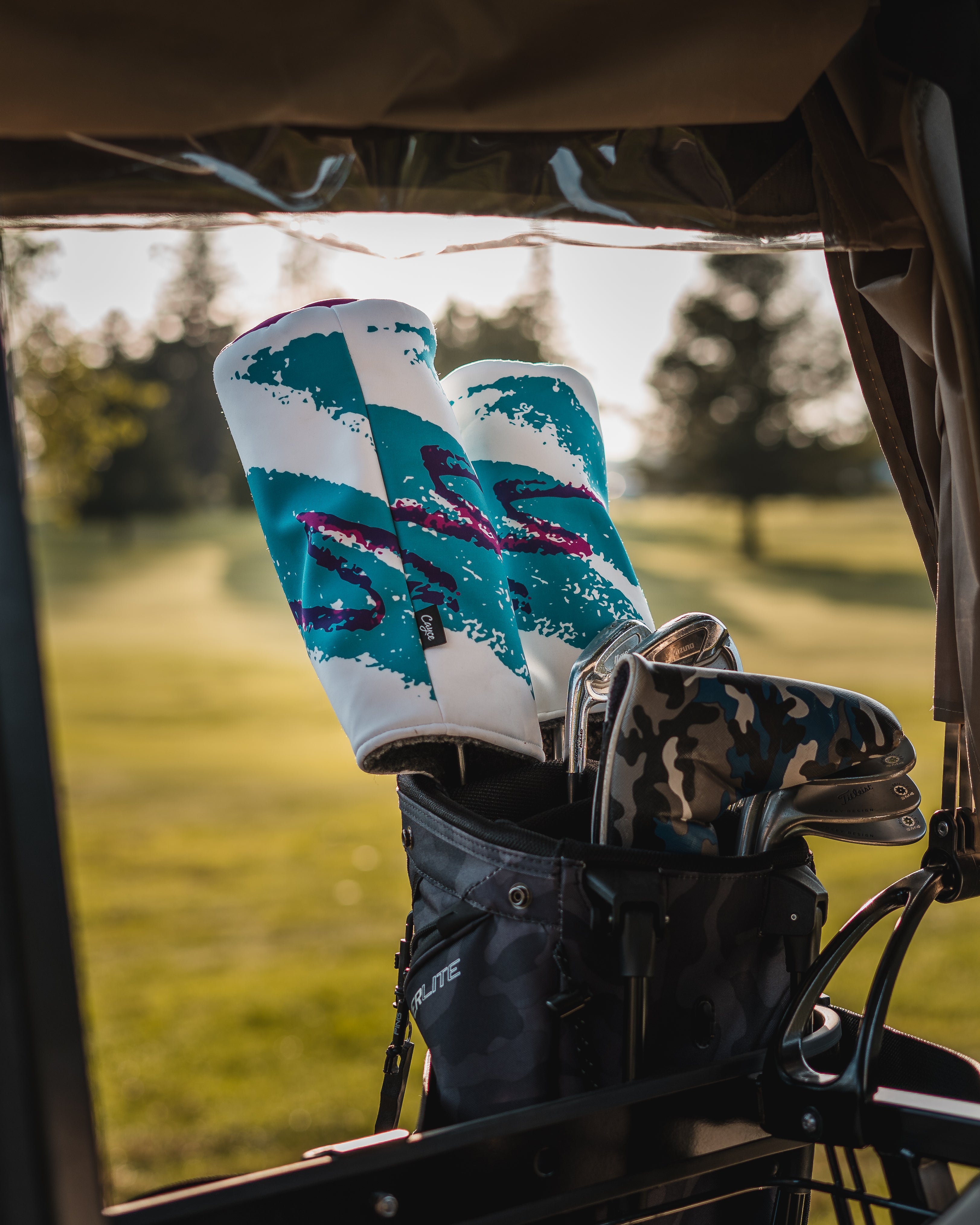 Jazz Cup Golf Head Covers in a golf bag. (2467500195919)