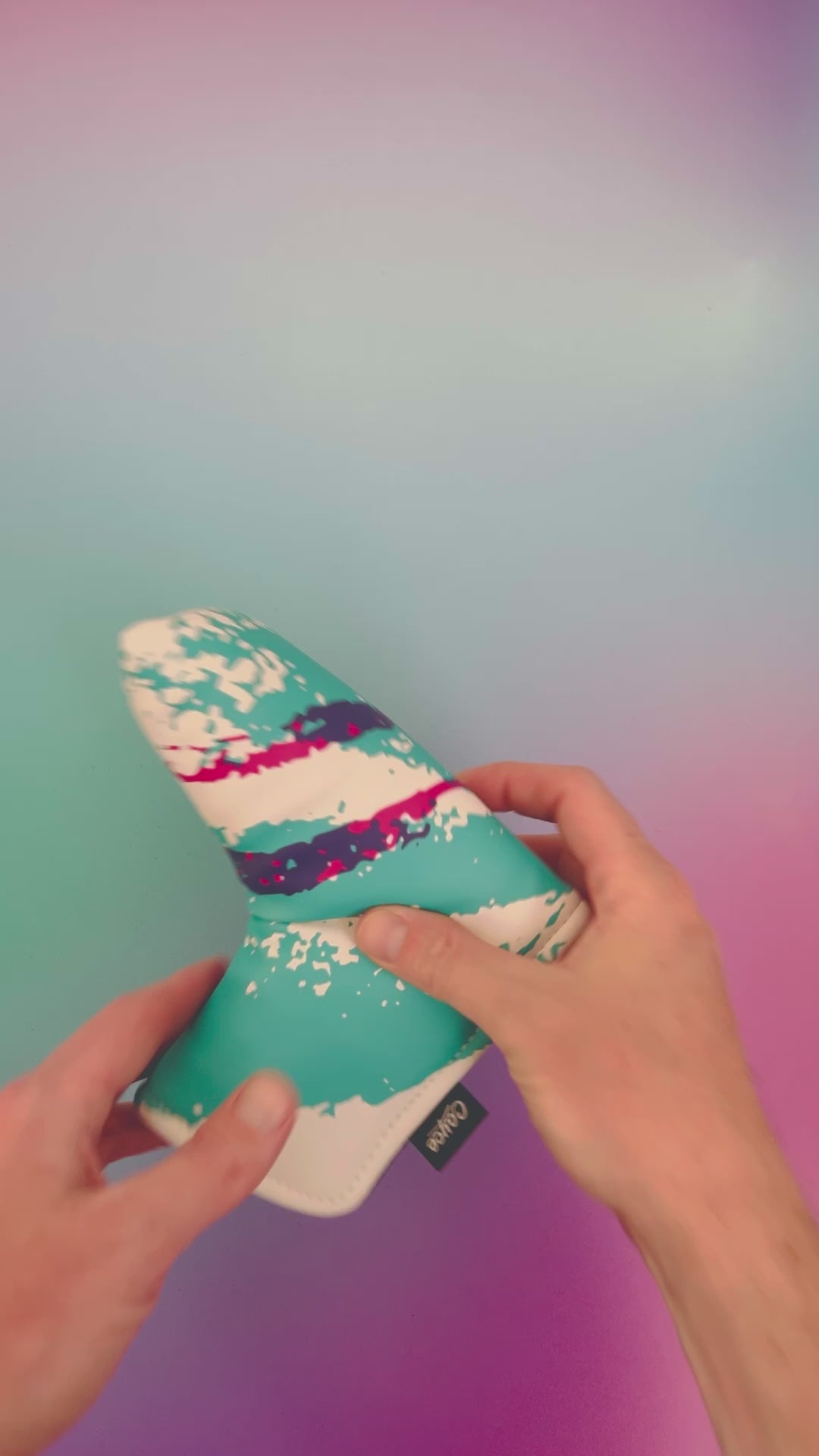video showing the details of the jazz cup blade putter cover from cayce golf 