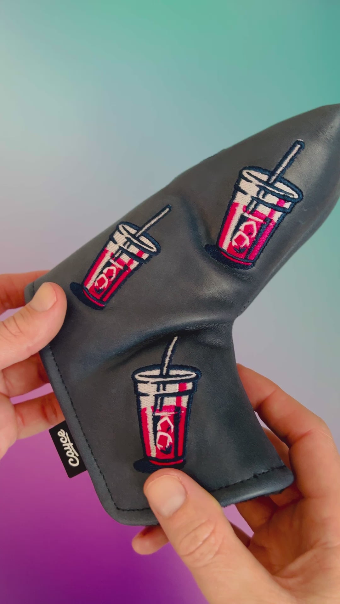 Video review of the navy leather transfusion blade putter cover from Cayce golf