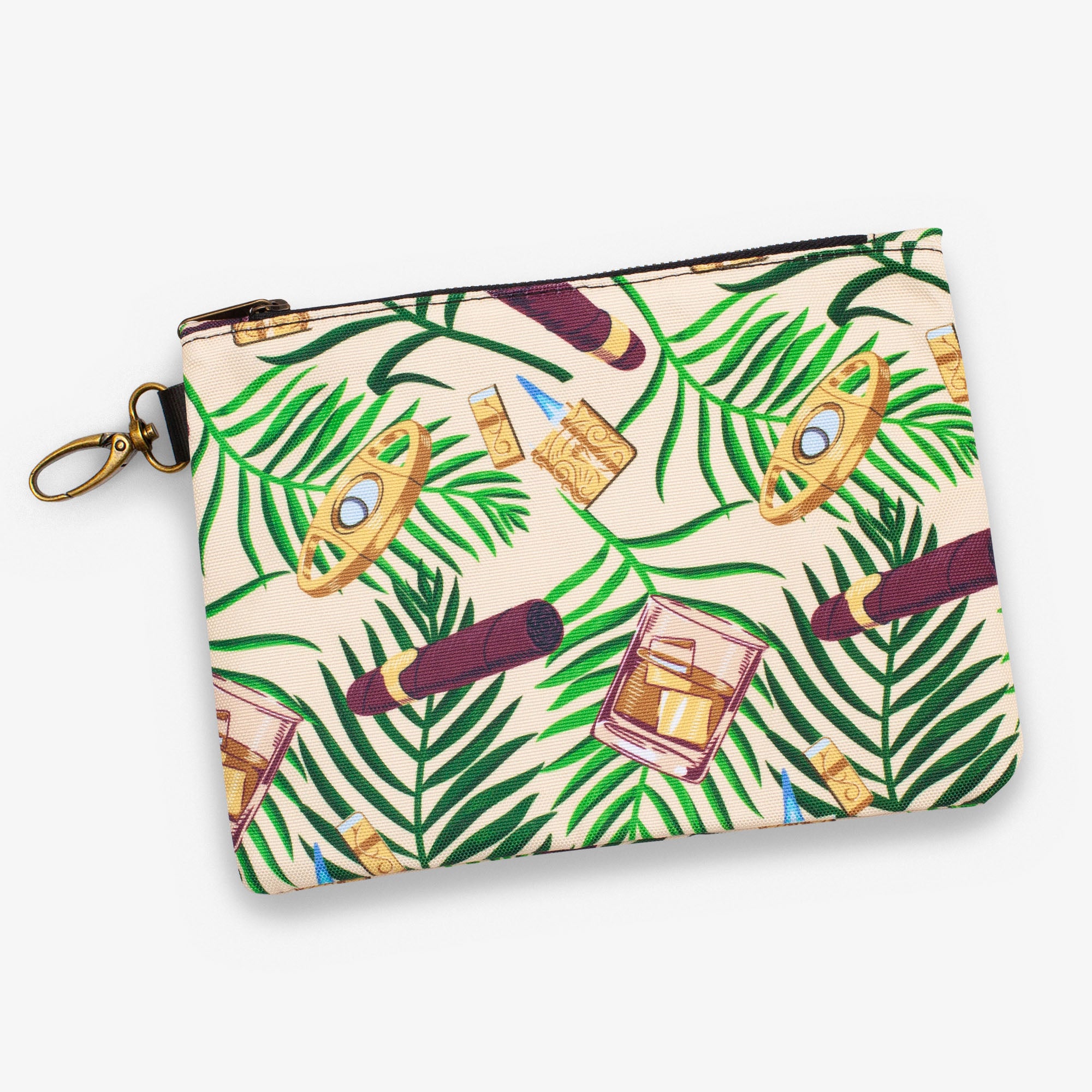 golf valuables pouch with tropical cigars design