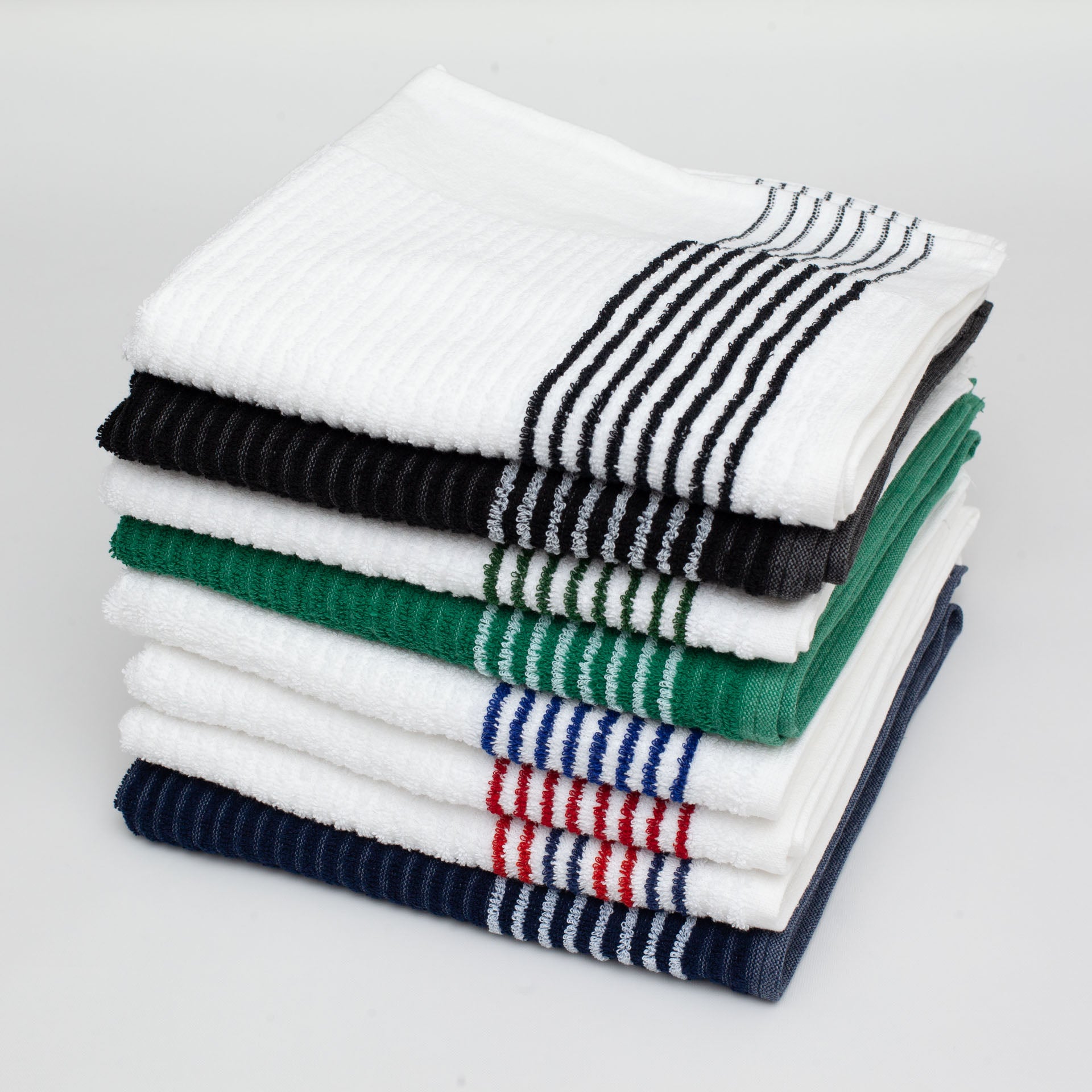 stack of golf caddy towels from cayce golf