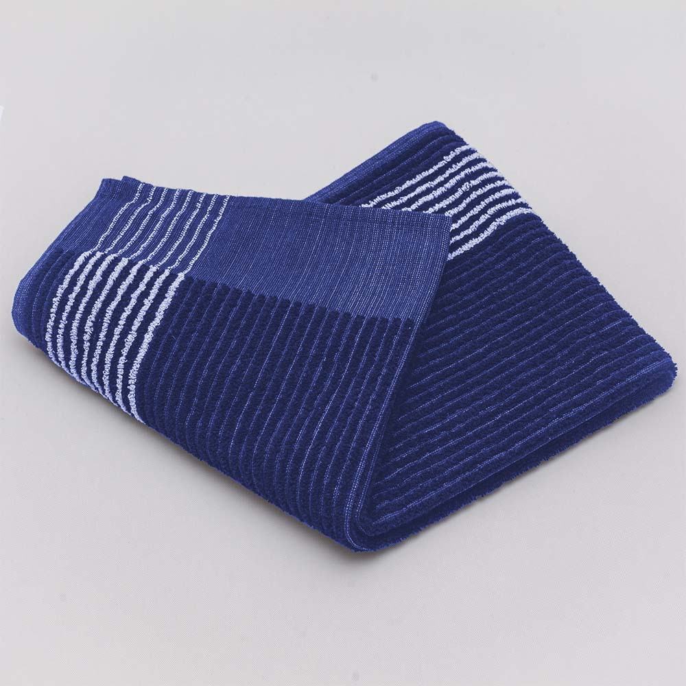 navy caddy towel for golf with white stripes