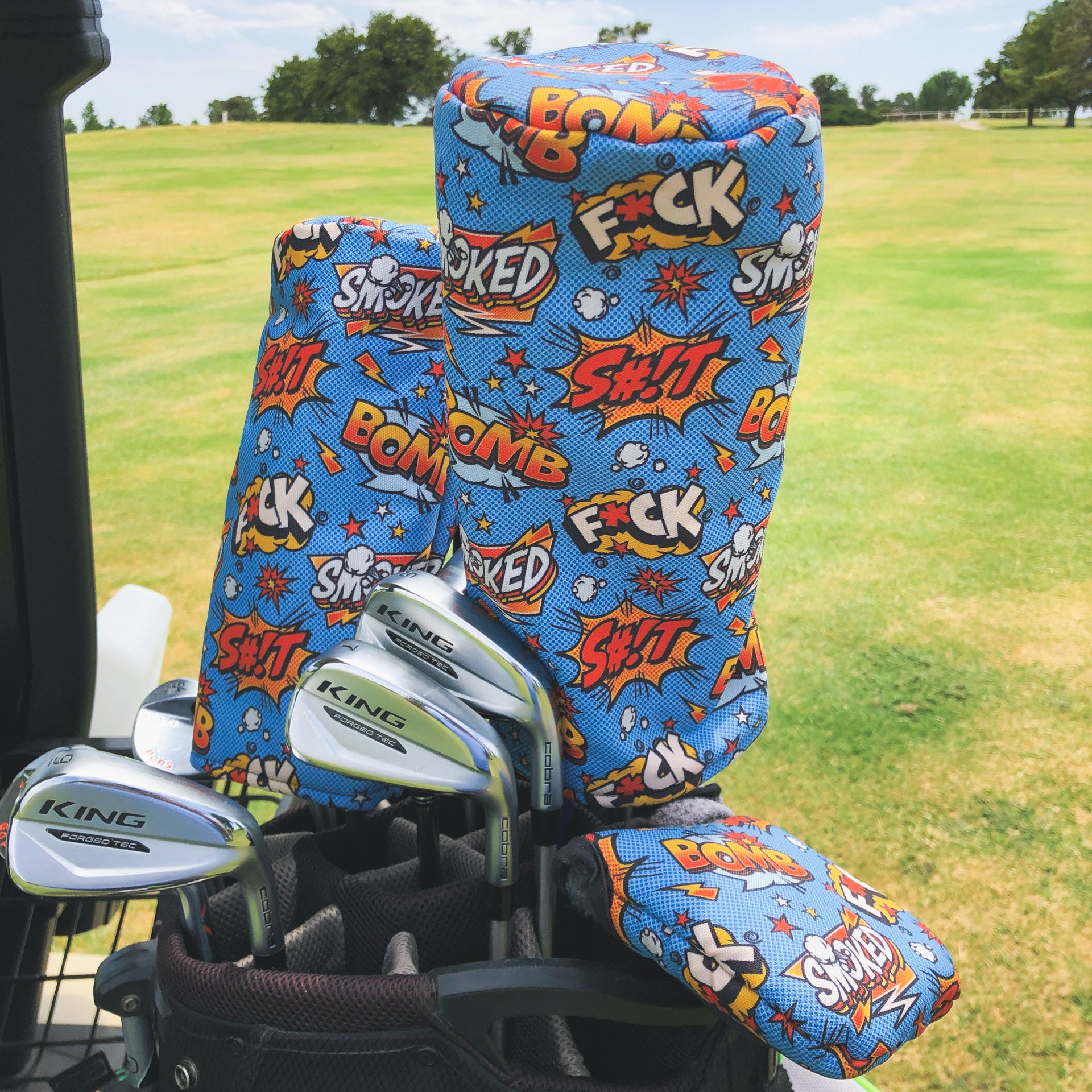 Pop art style golf head covers from cayce golf